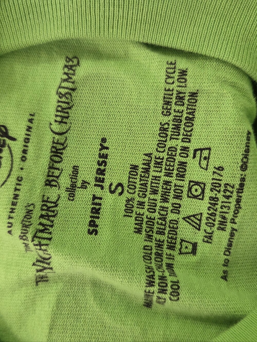 Spirit Jersey Disney Nightmare Before Christmas Oogie Boogie Green Shirt Small - Picture 7 of 7